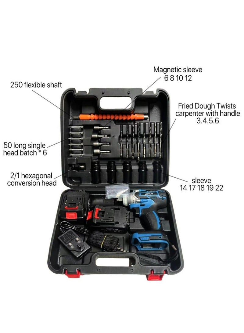 او تو او مجموعة مفك ضربات شاح سريع محسّن – مفتاح القوة! أدوات كهربائية AOTUO، مفك ضربات ليثيوم أيون بدون فرشاة 98 فولت، أداء عالي عزم الدوران، مزودة ببطاريتين 4.0 أمبير ساعة - Image 2